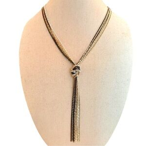 Tri-Color Knotted Tassel Necklace Dot & Dash Chain Knot Necklace NWT